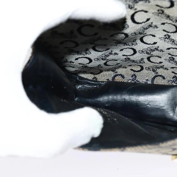 CELINE C Sulky Shoulder Bag Canvas Navy Gold Auth - Picture 9 of 16